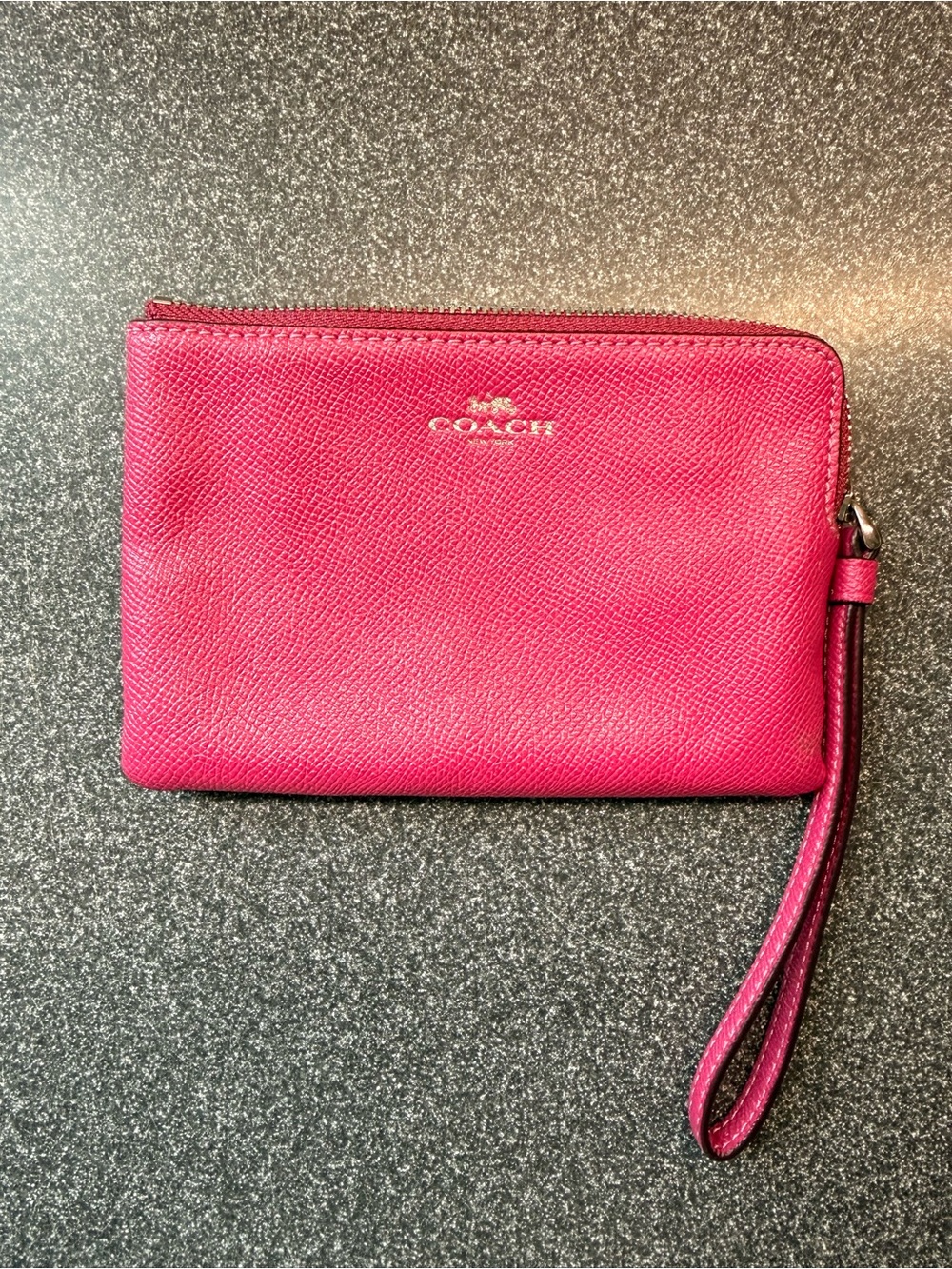 Coach Hot Pink Leather Wristlet Clutch